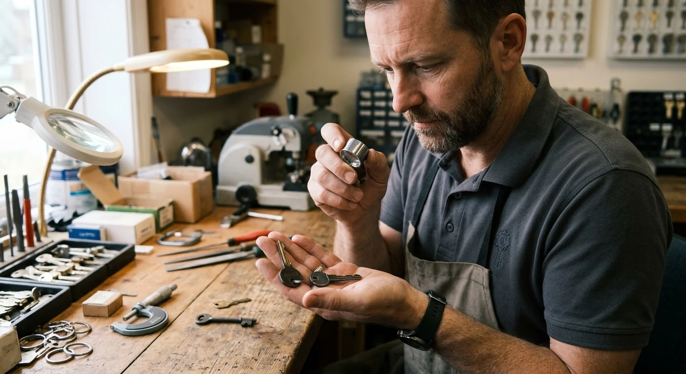 Cabinet and desk keys being identified by an independent locksmith